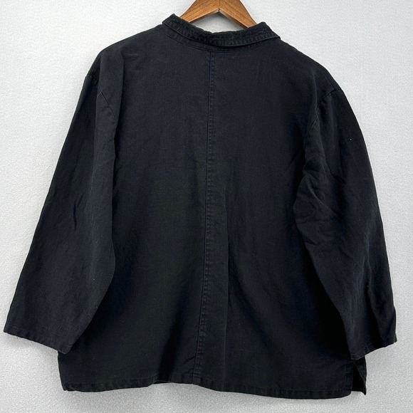 VTG Bagatelle Black 100% Linen Button Down Shirt Long Sleeve SZ XL Loose Baggy - Picture 2 of 7